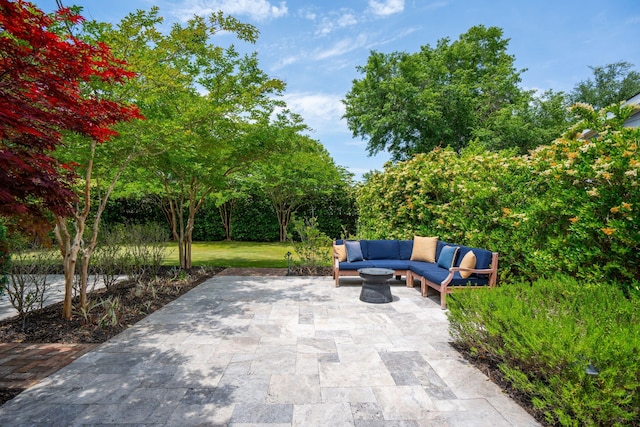 view of patio / terrace featuring an outdoor living space