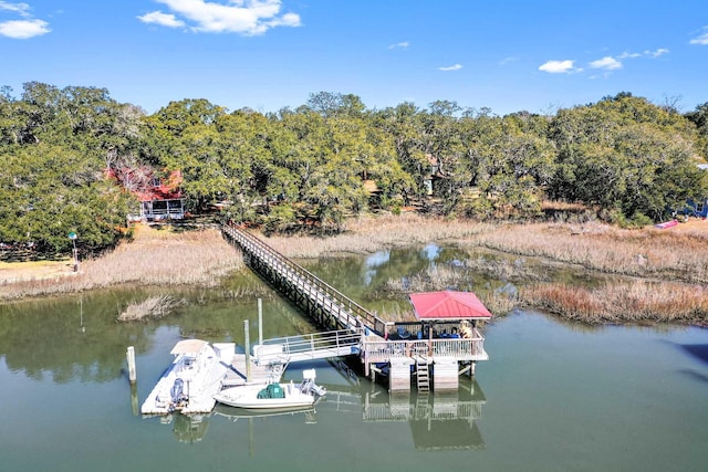 view of dock featuring a water view