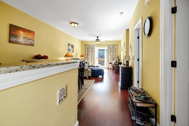 corridor featuring dark hardwood / wood-style floors