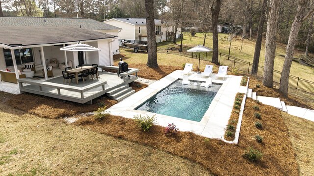 1762 James Loop Rd, Manning, SC 29102 - view of swimming pool with a wooden deck and outdoor dining area