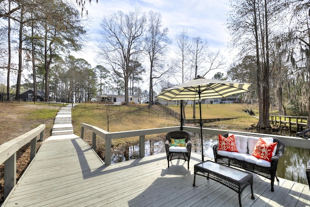 1762 James Loop Rd, Manning, SC 29102 - dock with outdoor lounge area and a yard
