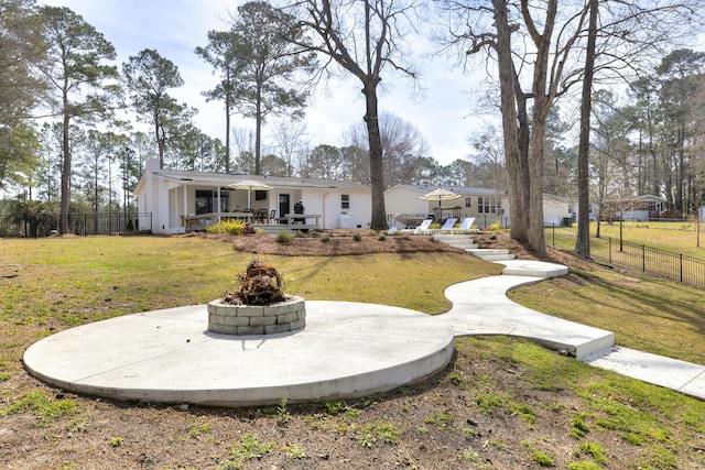 1762 James Loop Rd, Manning, SC 29102 - back of house with a fire pit and a patio