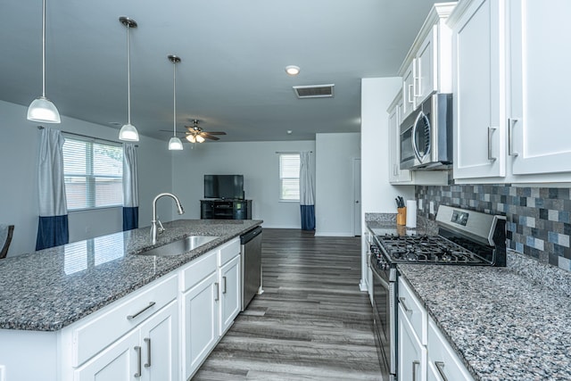 431 Buckhannon Ln, Moncks Corner, SC 29461 - kitchen featuring appliances with stainless steel finishes, white cabinets, and healthy amount of natural light