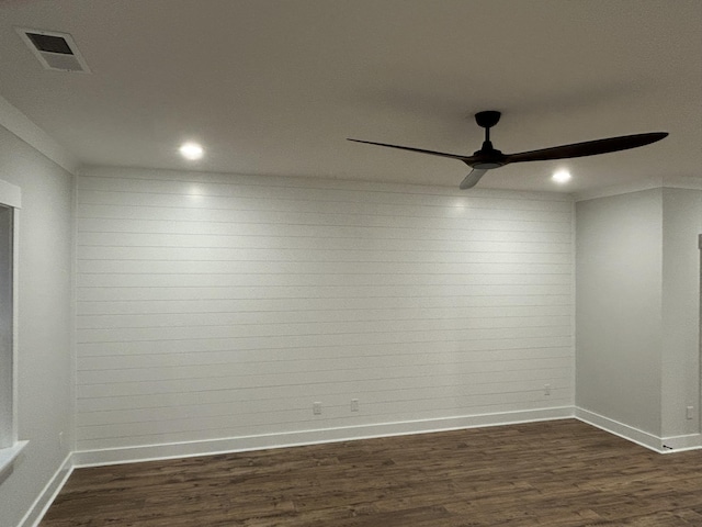 641 Magnolia Rd, Charleston, SC 29407 - spare room with ceiling fan, dark wood-style flooring, and recessed lighting