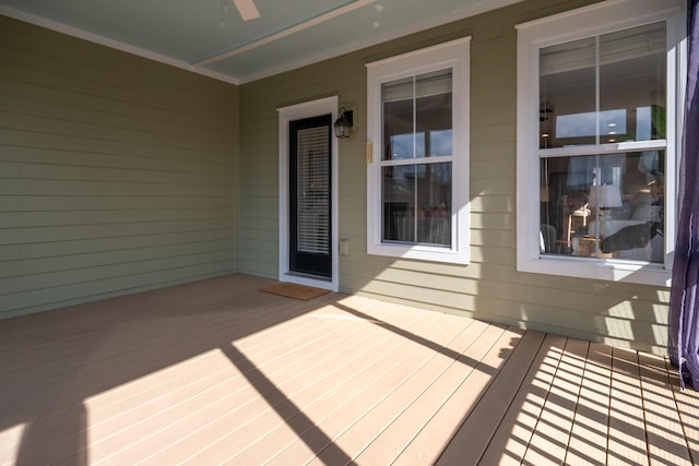 deck featuring a ceiling fan