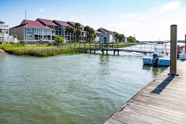 view of dock featuring a water view