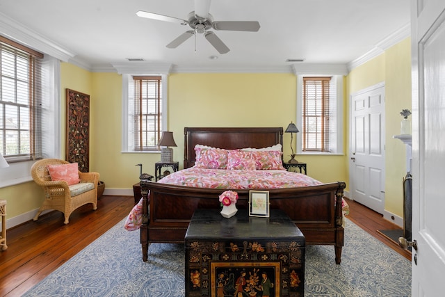 2 Bedons Aly, Charleston, SC 29401 - bedroom with ornamental molding, visible vents, baseboards, and hardwood / wood-style flooring