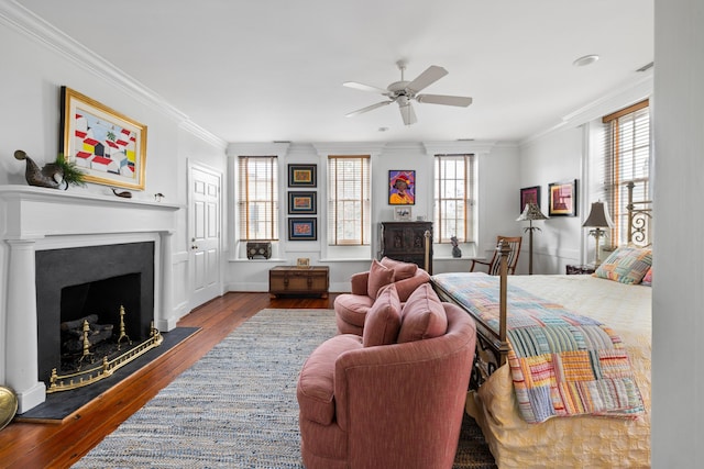 2 Bedons Aly, Charleston, SC 29401 - bedroom with a fireplace, crown molding, and wood finished floors
