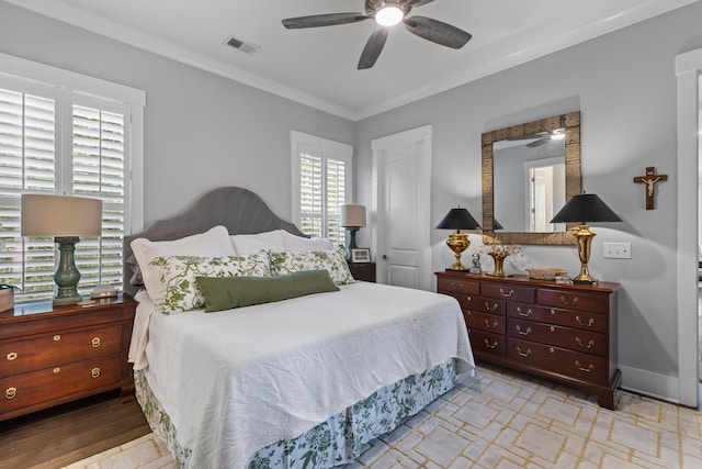 129 Martins Point Dr, Wando, SC 29492 - bedroom featuring crown molding and a ceiling fan