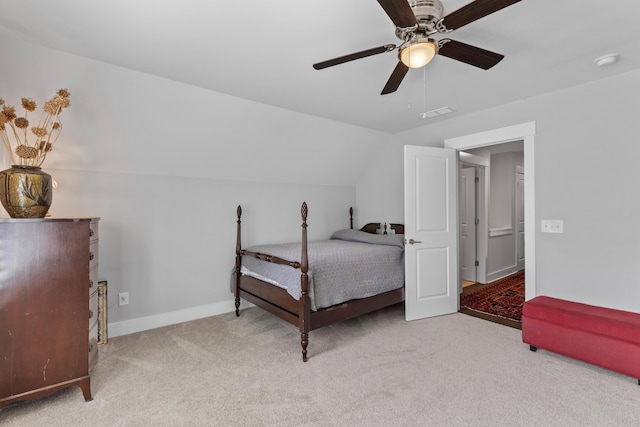 129 Martins Point Dr, Wando, SC 29492 - carpeted bedroom featuring a ceiling fan and lofted ceiling