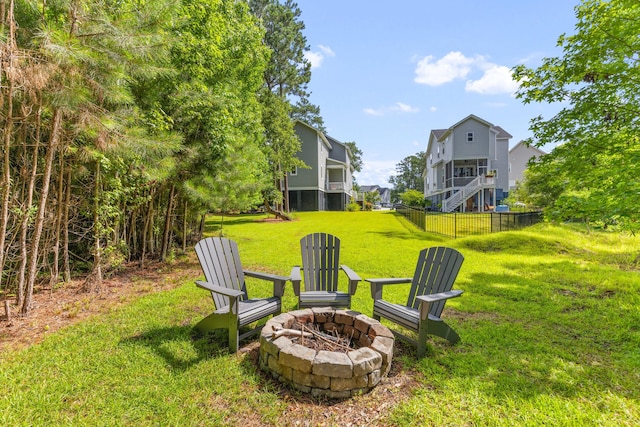 129 Martins Point Dr, Wando, SC 29492 - view of yard featuring a fire pit