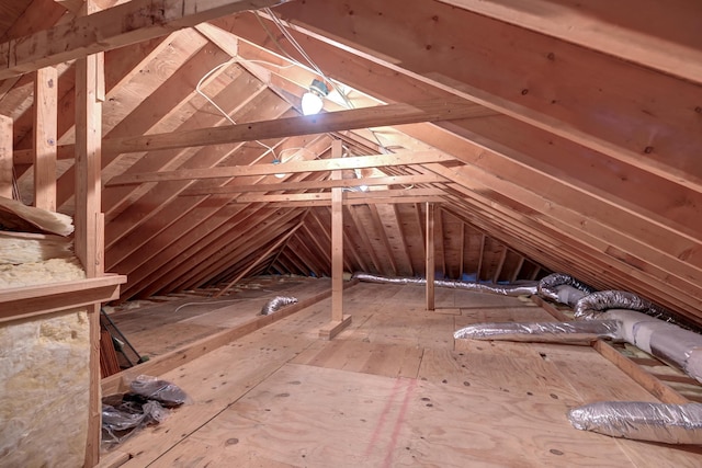 view of unfinished attic