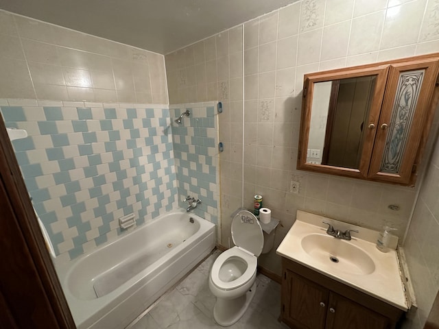 135 Golden Ave, Eutawville, SC 29048 - full bathroom with shower / bathing tub combination, vanity, toilet, and tile walls