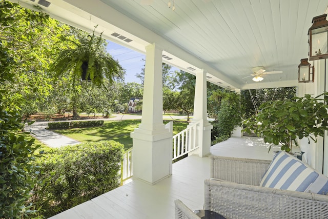 2060 Wappoo Hall Rd, Charleston, SC 29412 - porch featuring ceiling fan