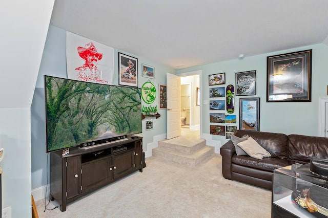 living room with light carpet