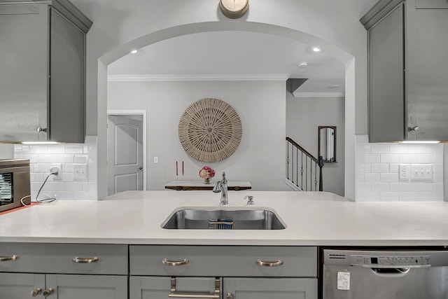 1173 Triple Crown Ct, Mount Pleasant, SC 29429 - kitchen featuring gray cabinets, a sink, and stainless steel dishwasher