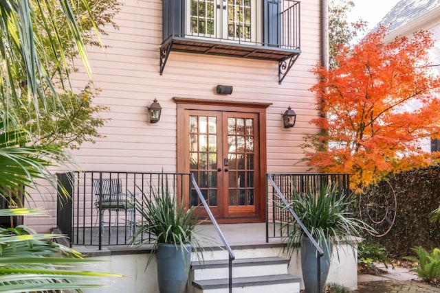 property entrance with french doors