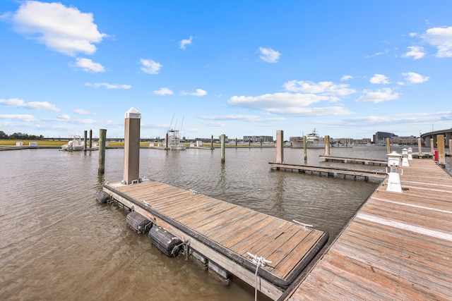 view of dock featuring a water view