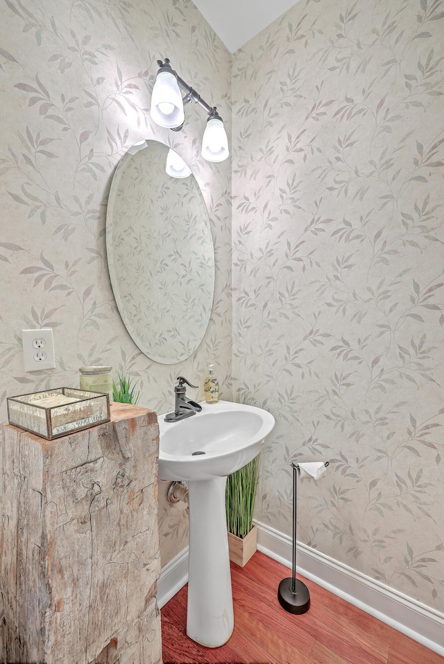 bathroom featuring hardwood / wood-style flooring and sink