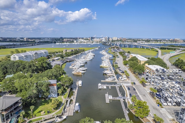 bird's eye view featuring a water view