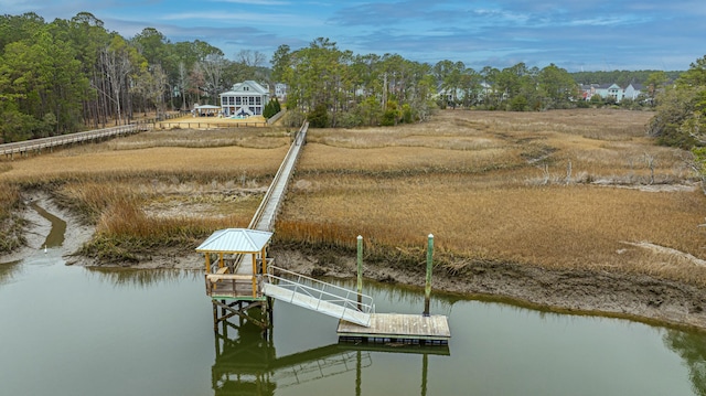 dock area featuring a water view