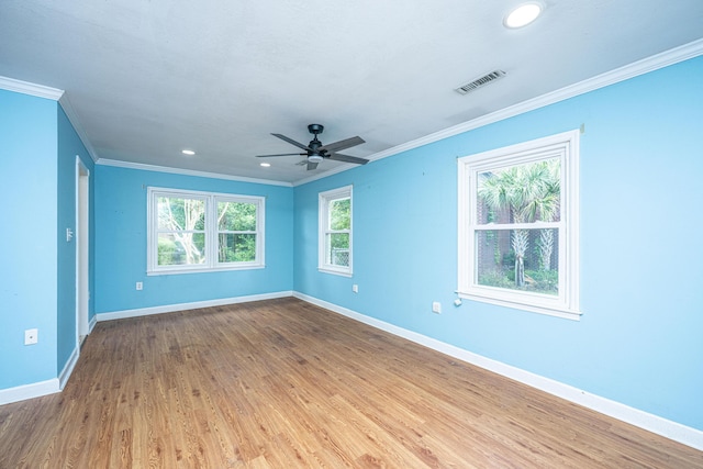 881 Evans Rd, Charleston, SC 29412 - unfurnished room featuring ornamental molding, baseboards, wood finished floors, recessed lighting, and a ceiling fan