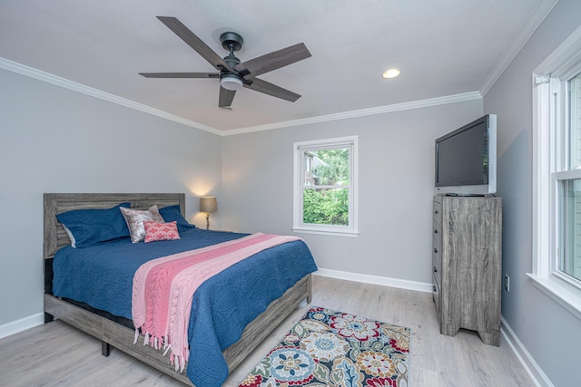 881 Evans Rd, Charleston, SC 29412 - bedroom with wood finished floors, baseboards, ornamental molding, ceiling fan, and recessed lighting