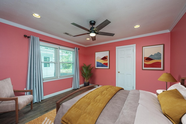 881 Evans Rd, Charleston, SC 29412 - bedroom featuring wood finished floors, recessed lighting, ornamental molding, baseboards, and ceiling fan