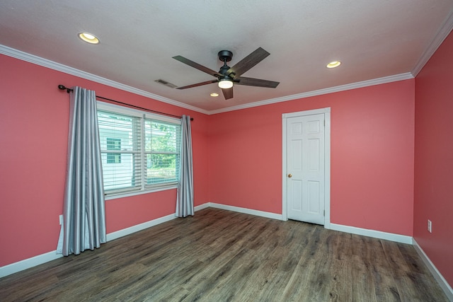881 Evans Rd, Charleston, SC 29412 - unfurnished room with wood finished floors, a ceiling fan, baseboards, recessed lighting, and crown molding