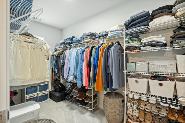 spacious closet featuring carpet floors