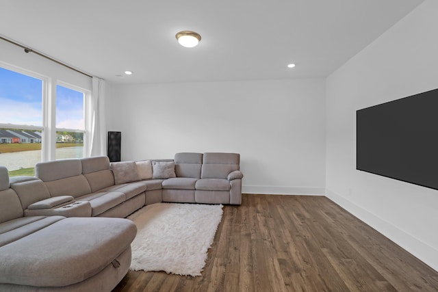 1238 Homecoming Blvd, Ravenel, SC 29470 - living area with recessed lighting, a water view, baseboards, and wood finished floors