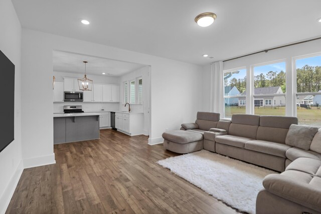 1238 Homecoming Blvd, Ravenel, SC 29470 - living area with baseboards, dark wood-style floors, and plenty of natural light
