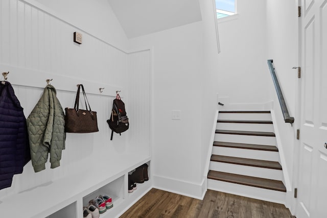 1238 Homecoming Blvd, Ravenel, SC 29470 - mudroom with vaulted ceiling and dark wood-style flooring