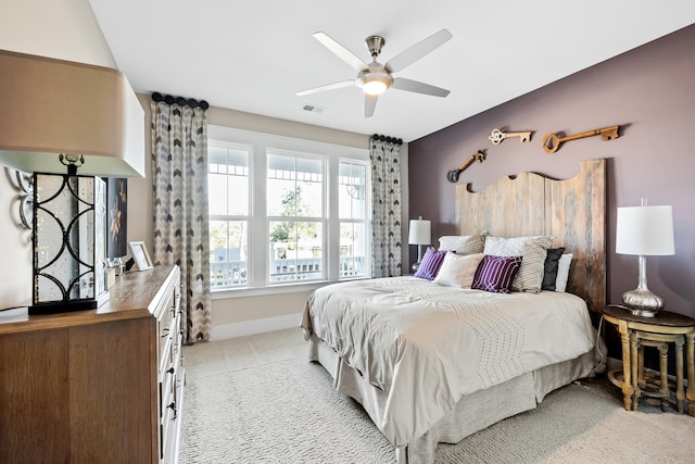 bedroom with carpet floors and ceiling fan