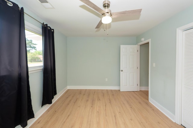 4836 Hillock Ave, North Charleston, SC 29418 - unfurnished bedroom with light wood-style flooring, a closet, and ceiling fan