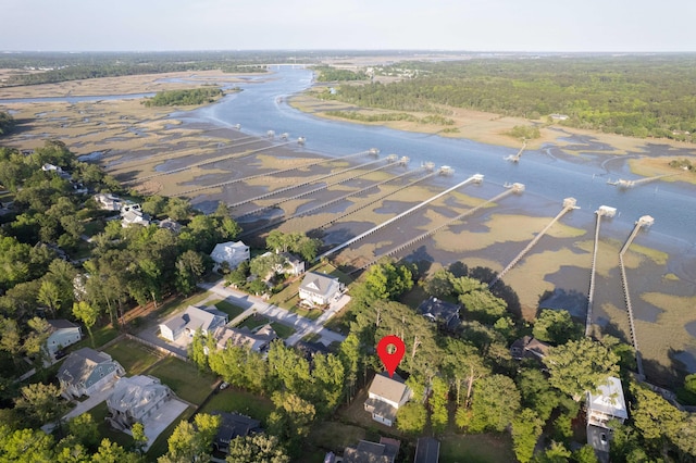 5655 Captain Kidd Rd, Hollywood, SC 29449 - aerial view featuring a water view and a wooded view