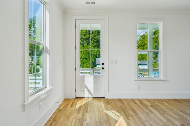 doorway featuring light wood-type flooring