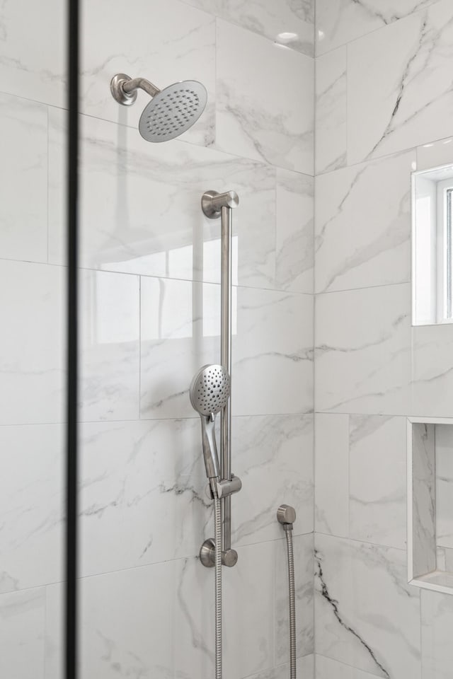 interior details with tiled shower