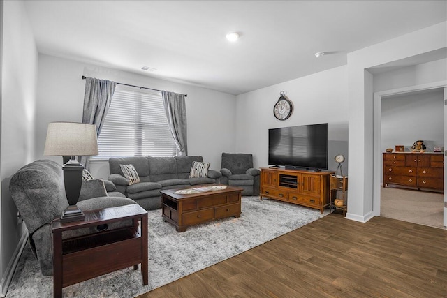 living room with hardwood / wood-style floors