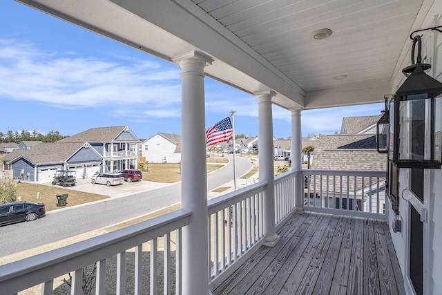 deck with a residential view