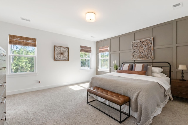 carpeted bedroom with multiple windows