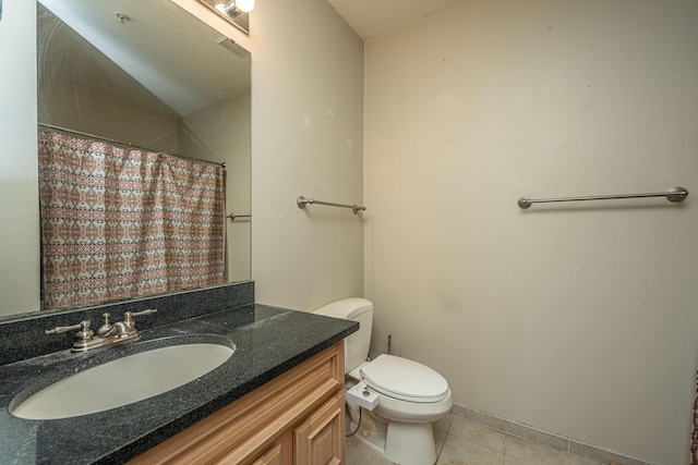 bathroom featuring tile patterned flooring, vanity, and toilet