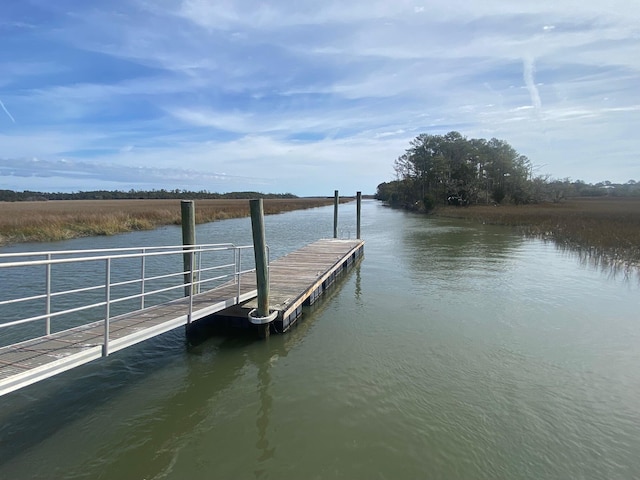 view of dock featuring a water view