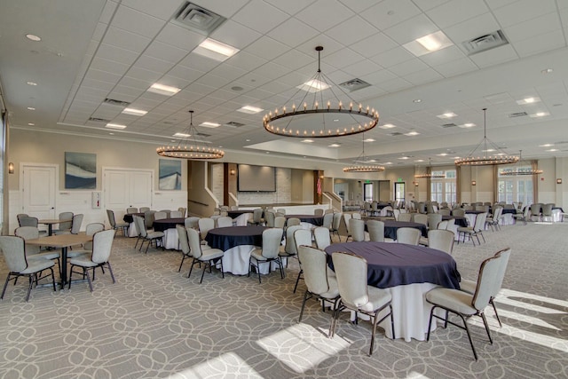 view of carpeted dining space