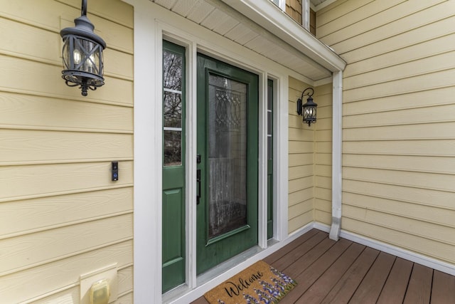 property entrance with an attached garage