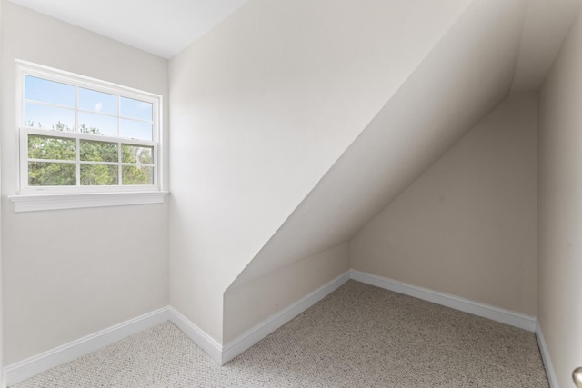 additional living space with baseboards and vaulted ceiling