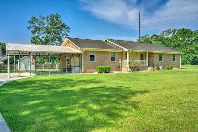 101 Parkside Dr, Goose Creek, SC 29445 - ranch-style house with brick siding, a porch, and a carport