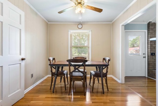 101 Parkside Dr, Goose Creek, SC 29445 - dining area with plenty of natural light, light wood finished floors, ceiling fan, and ornamental molding