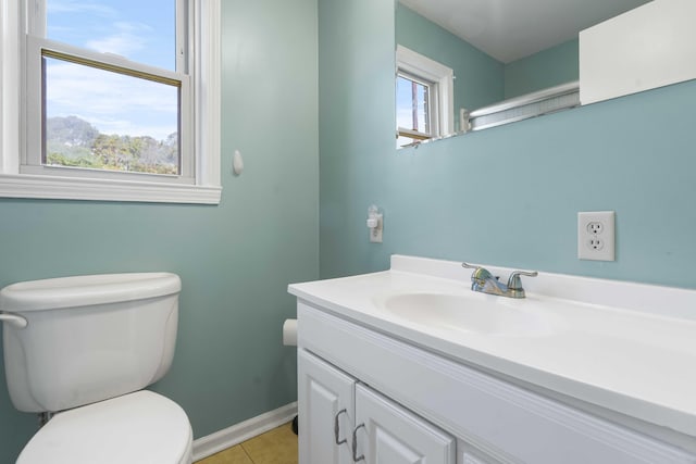 101 Parkside Dr, Goose Creek, SC 29445 - bathroom with toilet, vanity, baseboards, and tile patterned flooring