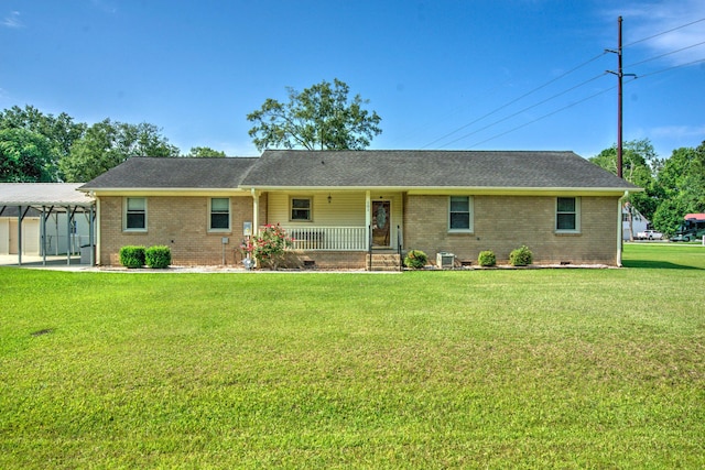 101 Parkside Dr, Goose Creek, SC 29445 - view of front of home featuring a porch, a front lawn, brick siding, and crawl space